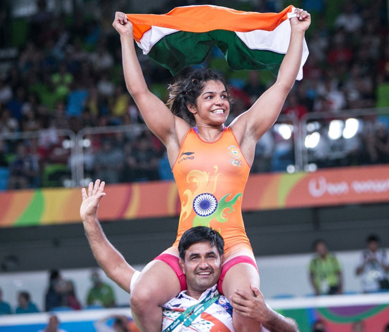 Ms. Sakshi Malik, wrestler of Northern Railway, India, won bronze medal in Womens 58 kg category, at the Rio Olympic Games-2016, Brazil on August 17, 2016.
